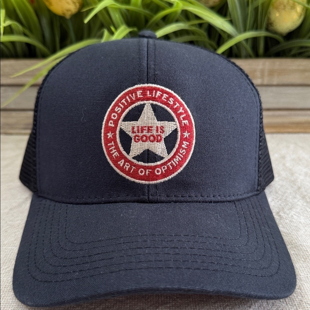 Life Is Good Trucker Hat Black Mesh Adjustable Positive Lifestyle Cap OS